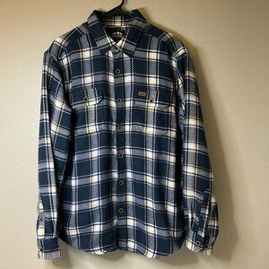 Pacific Outfitters Plaid Flannel Shirt Men’s Large Blue Snap Button Outdoor